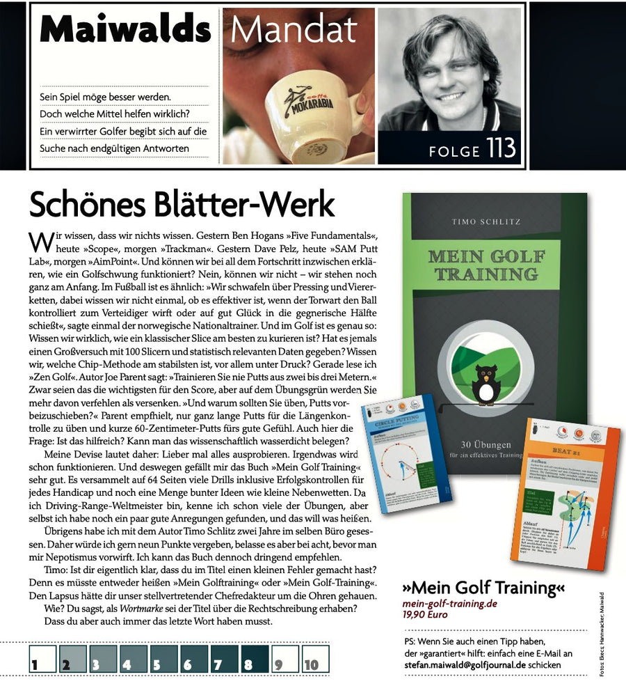 Golf Journal Rezension Mein Golf Training – Maiwalds Mandat: „Schönes Blätter-Werk“