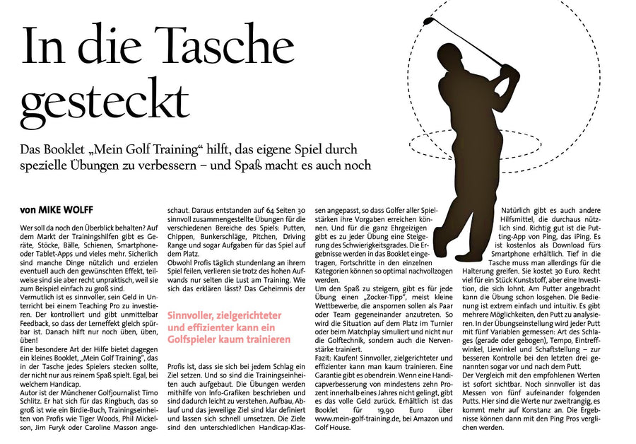 Tagesspiegel-Beilage Grün: Rezension Mein Golf Training – „In die Tasche gesteckt“
