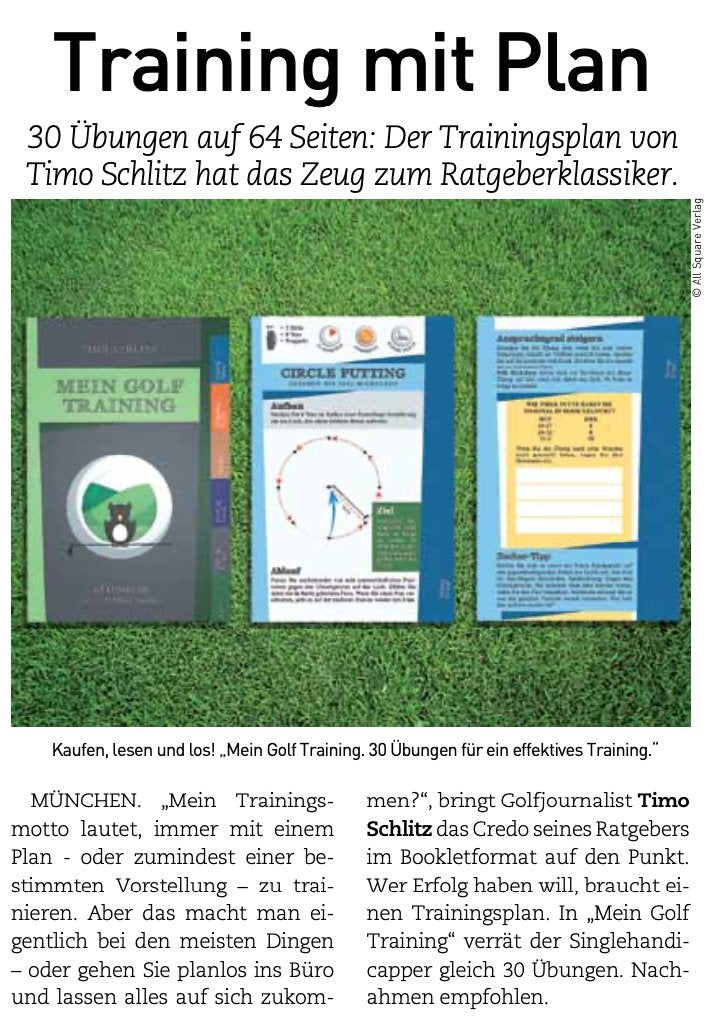Golf Week Artikel: Training mit Plan – Mein Golf Training Ratgeber-Klassiker von Timo Schlitz